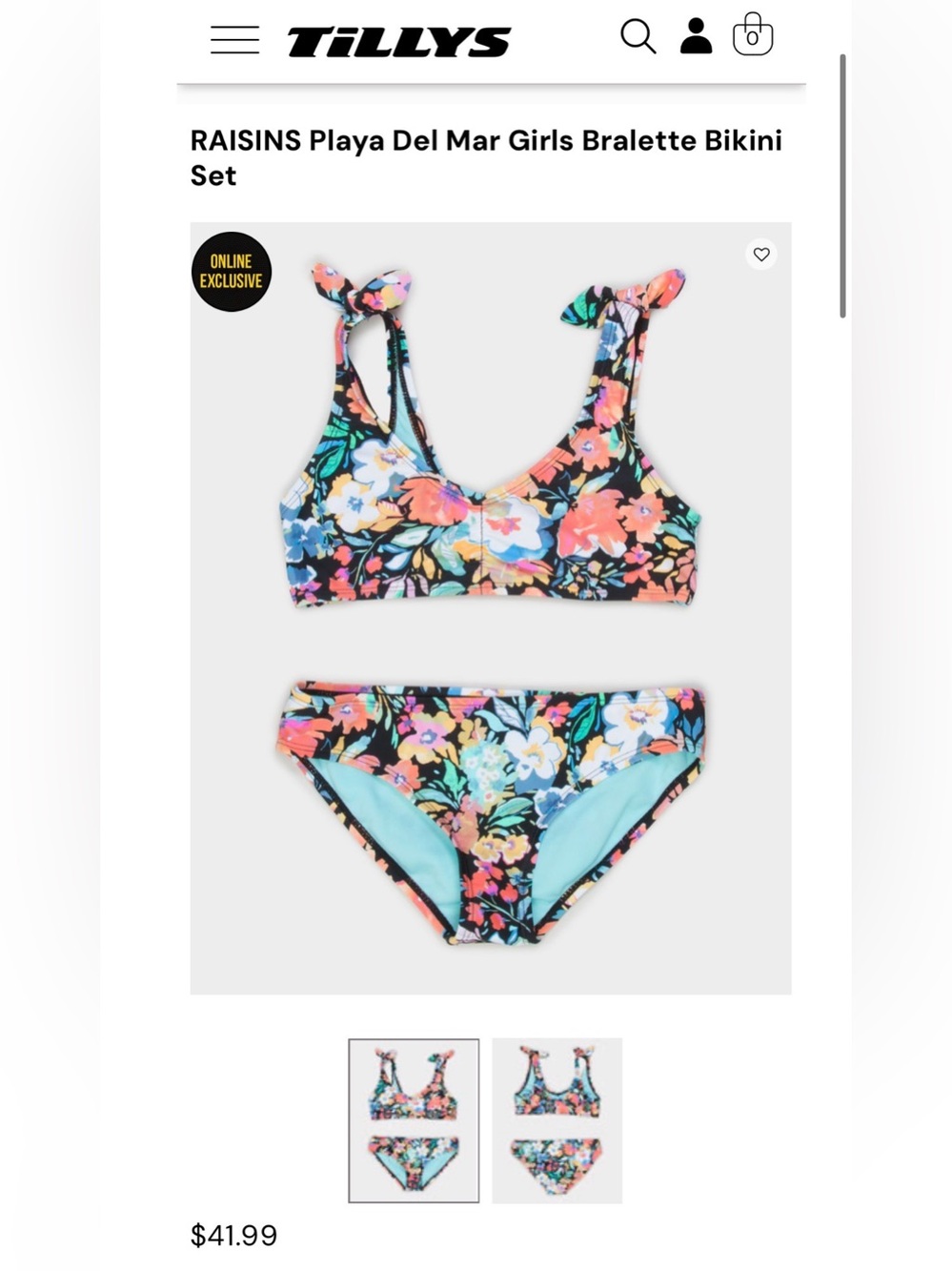 Floral Print Raisins Girls Wahine 2 piece Swimsuit Set - Picture 7 of 7